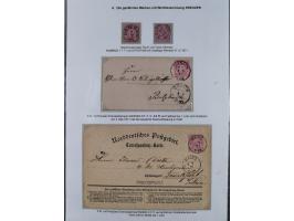 REICHSPOST-VORLÄUFER, ausstellungsmäßig aufgezogene Spezialsammlung von rund 120 Belegen und einigen losen Marken, Einheiten 