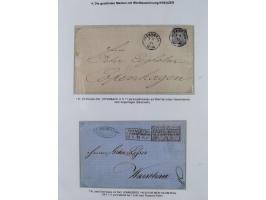 REICHSPOST-VORLÄUFER, ausstellungsmäßig aufgezogene Spezialsammlung von rund 120 Belegen und einigen losen Marken, Einheiten 