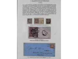 REICHSPOST-VORLÄUFER, ausstellungsmäßig aufgezogene Spezialsammlung von rund 120 Belegen und einigen losen Marken, Einheiten 