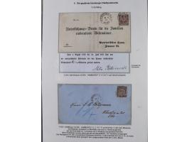 REICHSPOST-VORLÄUFER, ausstellungsmäßig aufgezogene Spezialsammlung von rund 120 Belegen und einigen losen Marken, Einheiten 