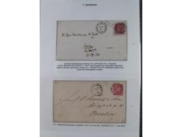 REICHSPOST-VORLÄUFER, ausstellungsmäßig aufgezogene Spezialsammlung von rund 120 Belegen und einigen losen Marken, Einheiten 