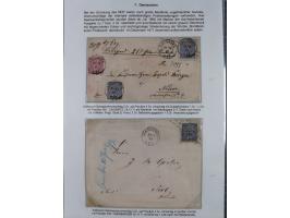 REICHSPOST-VORLÄUFER, ausstellungsmäßig aufgezogene Spezialsammlung von rund 120 Belegen und einigen losen Marken, Einheiten 