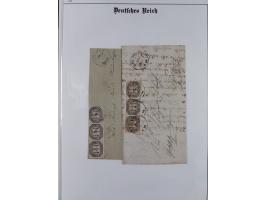 REICHSPOST-VORLÄUFER, ausstellungsmäßig aufgezogene Spezialsammlung von rund 120 Belegen und einigen losen Marken, Einheiten 