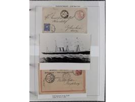 1889/91, Sammlung “DSP LINIE NEW YorK” mit Unterscheidungsbuchstaben &nbsp;“a” bis “l” mit 36 Briefen und GSK mit durchgehend