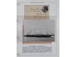 1889/91, Sammlung “DSP LINIE NEW YorK” mit Unterscheidungsbuchstaben &nbsp;“a” bis “l” mit 36 Briefen und GSK mit durchgehend