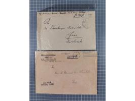 1900/41, ca. &nbsp;80 Briefe und Karten mit Schwerpunkt I. Weltkrieg, dabei u.a. frankierte Postkarte 1918 mit rotem Stempel 