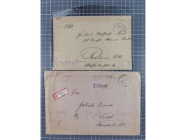 1900/41, ca. &nbsp;80 Briefe und Karten mit Schwerpunkt I. Weltkrieg, dabei u.a. frankierte Postkarte 1918 mit rotem Stempel 