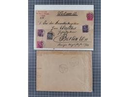 1900/41, ca. &nbsp;80 Briefe und Karten mit Schwerpunkt I. Weltkrieg, dabei u.a. frankierte Postkarte 1918 mit rotem Stempel 