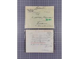 1900/41, ca. &nbsp;80 Briefe und Karten mit Schwerpunkt I. Weltkrieg, dabei u.a. frankierte Postkarte 1918 mit rotem Stempel 