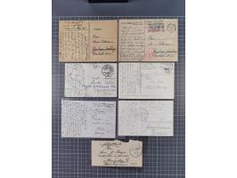 1900/41, ca. &nbsp;80 Briefe und Karten mit Schwerpunkt I. Weltkrieg, dabei u.a. frankierte Postkarte 1918 mit rotem Stempel 