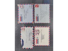 1936/90, 40 covers, postal stationerys and cards starting India 3 d. carmine overprinted Bahrain on cover with content from B