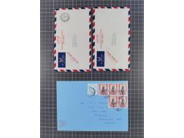 1936/90, 40 covers, postal stationerys and cards starting India 3 d. carmine overprinted Bahrain on cover with content from B