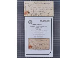 1850/54, 1. Ausgabe, 5 Briefe und 2 Briefstücke, dabei Fahnenstempel von Grinzing und Perchtoldsdorf je auf Brief, blauer L1 