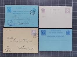 1872/1900, Collection of 13 postal stationery cards Neth.-Indie and 9 cards Curacao, including nine complete answering cards,