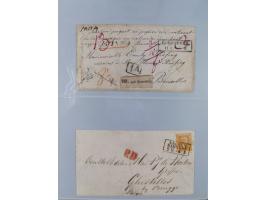 1850/67 (ca.), 37 Briefe und Ganzsachen sowie zwei Vorderseiten, fast ausschließlich Auslands-Frankaturen nach Belgien, Dänem