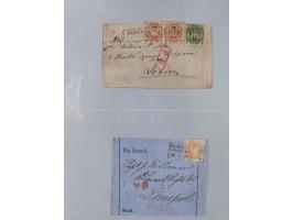 1850/67 (ca.), 37 Briefe und Ganzsachen sowie zwei Vorderseiten, fast ausschließlich Auslands-Frankaturen nach Belgien, Dänem