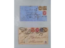 1850/67 (ca.), 37 Briefe und Ganzsachen sowie zwei Vorderseiten, fast ausschließlich Auslands-Frankaturen nach Belgien, Dänem