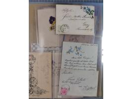 1858/1919 (ca.), interessante Zierbriefsammlung mit über 100 Briefen und Karten, dabei Firmenbriefe und Privatganzsachen, meh