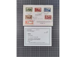 1930/53, 8 Satz-Briefe bzw. -umschläge, dabei Mi.-Nr. 135-41 R-Fernbrief, 255-59 FDC (beschnitten), 297/98 R-Brief, 299-03 R-
