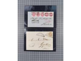 1864/67, 4 schöne Briefe mit Einzel- bzw. Mehrfachfrankaturen der Mi. 16 und 18, dabei Briefe nach London und New York