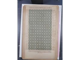 1876, Duloz four complete sheets in large folder, including 5 Pres,½ Pres, ¼ Pres, 1¼ Pres. (Mi.22-24, 26), most fine, few pe