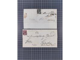 1859/70, 8 Briefe und eine Ganzsache mit rückseitigen Briefsammlung-Stempeln, einmal nachverwendet; dabei "GRÖTZSCH", "REUTH"