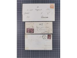 1859/70, 8 Briefe und eine Ganzsache mit rückseitigen Briefsammlung-Stempeln, einmal nachverwendet; dabei "GRÖTZSCH", "REUTH"
