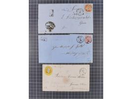 1859/70, 8 Briefe und eine Ganzsache mit rückseitigen Briefsammlung-Stempeln, einmal nachverwendet; dabei "GRÖTZSCH", "REUTH"