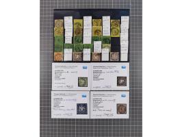 1851/69, interessante Partie mit ca. 50 verschiedenen Plattenfehlern auf &nbsp;gestempelten Kreuzer-Marken mit besseren, dabe