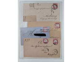 1872/74, interessante gestempelte Sammlung mit vielen Briefstücken, bessere Stempel inkl. Bahnpost und ca. fast 50 frankierte