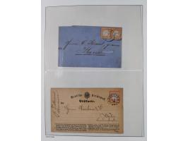 1872/74, interessante gestempelte Sammlung mit vielen Briefstücken, bessere Stempel inkl. Bahnpost und ca. fast 50 frankierte