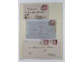 1872/74, interessante gestempelte Sammlung mit vielen Briefstücken, bessere Stempel inkl. Bahnpost und ca. fast 50 frankierte
