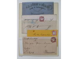 1872/74, interessante gestempelte Sammlung mit vielen Briefstücken, bessere Stempel inkl. Bahnpost und ca. fast 50 frankierte