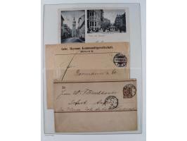 1890/1900, Krone/Adler, ca. 60 Briefe, Karten und Ganzsachen mit interessanten Stempeln, Frankaturen und Destinationen, dabei