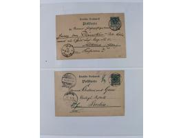 1890/1900, Krone/Adler, ca. 60 Briefe, Karten und Ganzsachen mit interessanten Stempeln, Frankaturen und Destinationen, dabei