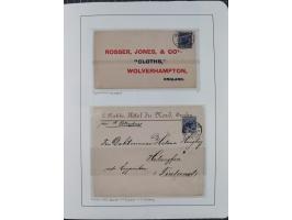 1890/1900, Krone/Adler, ca. 60 Briefe, Karten und Ganzsachen mit interessanten Stempeln, Frankaturen und Destinationen, dabei