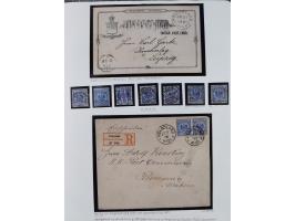 1890/1900, Krone/Adler, ca. 60 Briefe, Karten und Ganzsachen mit interessanten Stempeln, Frankaturen und Destinationen, dabei