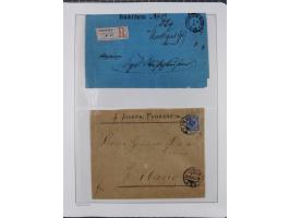 1890/1900, Krone/Adler, ca. 60 Briefe, Karten und Ganzsachen mit interessanten Stempeln, Frankaturen und Destinationen, dabei