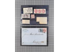 1851/70, Partie mit acht Briefen bzw. GSU und einer Vorderseite (Postvorschuss-Brief mit NDP 17,18+25) sowie einigen losen Ma