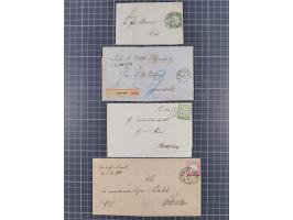 1872/74, fünf interessante Stempel auf Briefen und einer Ganzsache mit Hufeisenstempeln von “ELBERFELD”, “GRIMMEN” und “LÜBEC