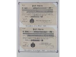 1740/1867 (ca.), rund 110 Postscheine, dabei Ortsdrucke, Stücke mit Stempeln,etc., aus altem Bestand