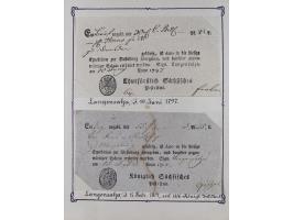 1740/1867 (ca.), rund 110 Postscheine, dabei Ortsdrucke, Stücke mit Stempeln,etc., aus altem Bestand