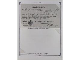 1740/1867 (ca.), rund 110 Postscheine, dabei Ortsdrucke, Stücke mit Stempeln,etc., aus altem Bestand