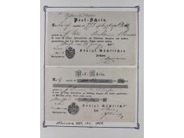 1740/1867 (ca.), rund 110 Postscheine, dabei Ortsdrucke, Stücke mit Stempeln,etc., aus altem Bestand