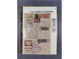 1929, Weltrundfahrt, kleine Sammlung der amerikanischen Post mit 17 Briefen und Ganzsachen, dabei verschiedene Etappen und in