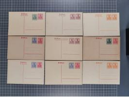 1906/20, Sammlung von 33 verschiedenen amtlichen Ganzsachen mit Germania-WSt.-Zudrucken auf private Bestellung (PZP), inkl. D