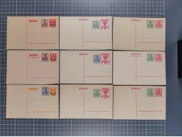 1906/20, Sammlung von 33 verschiedenen amtlichen Ganzsachen mit Germania-WSt.-Zudrucken auf private Bestellung (PZP), inkl. D