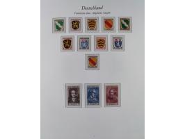 1945/49, postfrische Sammlungen Französische Zone bis auf Baden Mi.-Nr. 53 kpl. inkl. Blocks sowie Bizone in den Hauptnummern