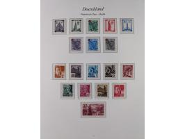 1945/49, postfrische Sammlungen Französische Zone bis auf Baden Mi.-Nr. 53 kpl. inkl. Blocks sowie Bizone in den Hauptnummern