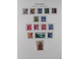 1945/49, postfrische Sammlungen Französische Zone bis auf Baden Mi.-Nr. 53 kpl. inkl. Blocks sowie Bizone in den Hauptnummern